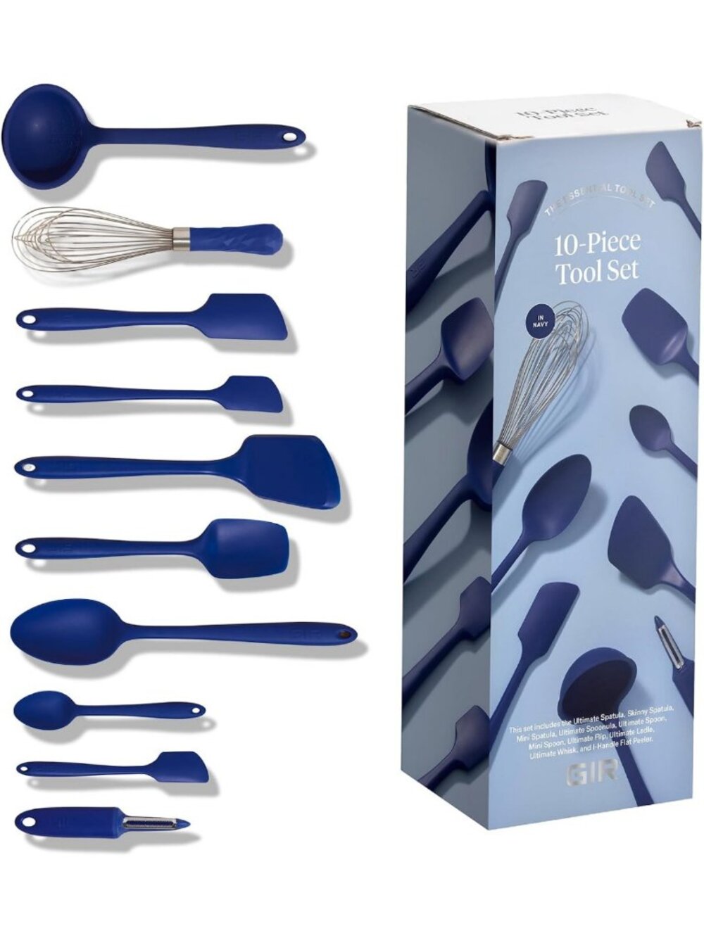 10-Piece Navy Silicone Kitchen Utensils Set - Heat Resistant, Non-Stick
